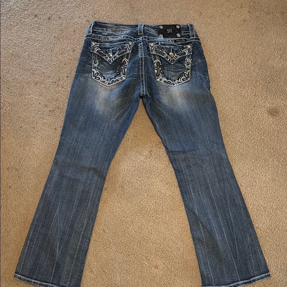 Miss Me Blue Boot Cut Jeans with Fading Effects - Picture 2 of 4